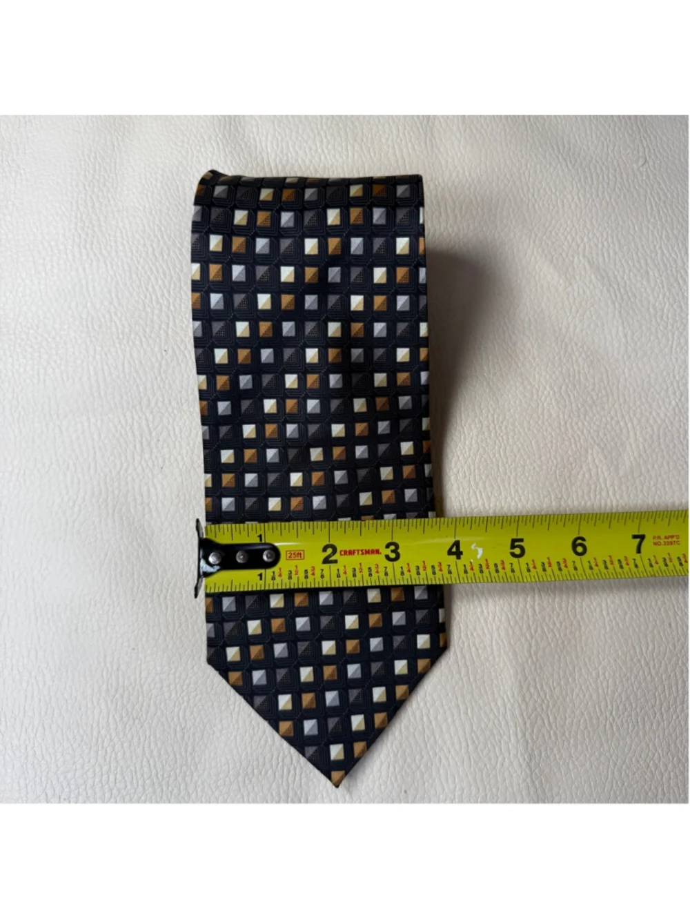 Colours Alexander Julian 100% Silk Tie Black Gold Gray Geometric Mens Necktie